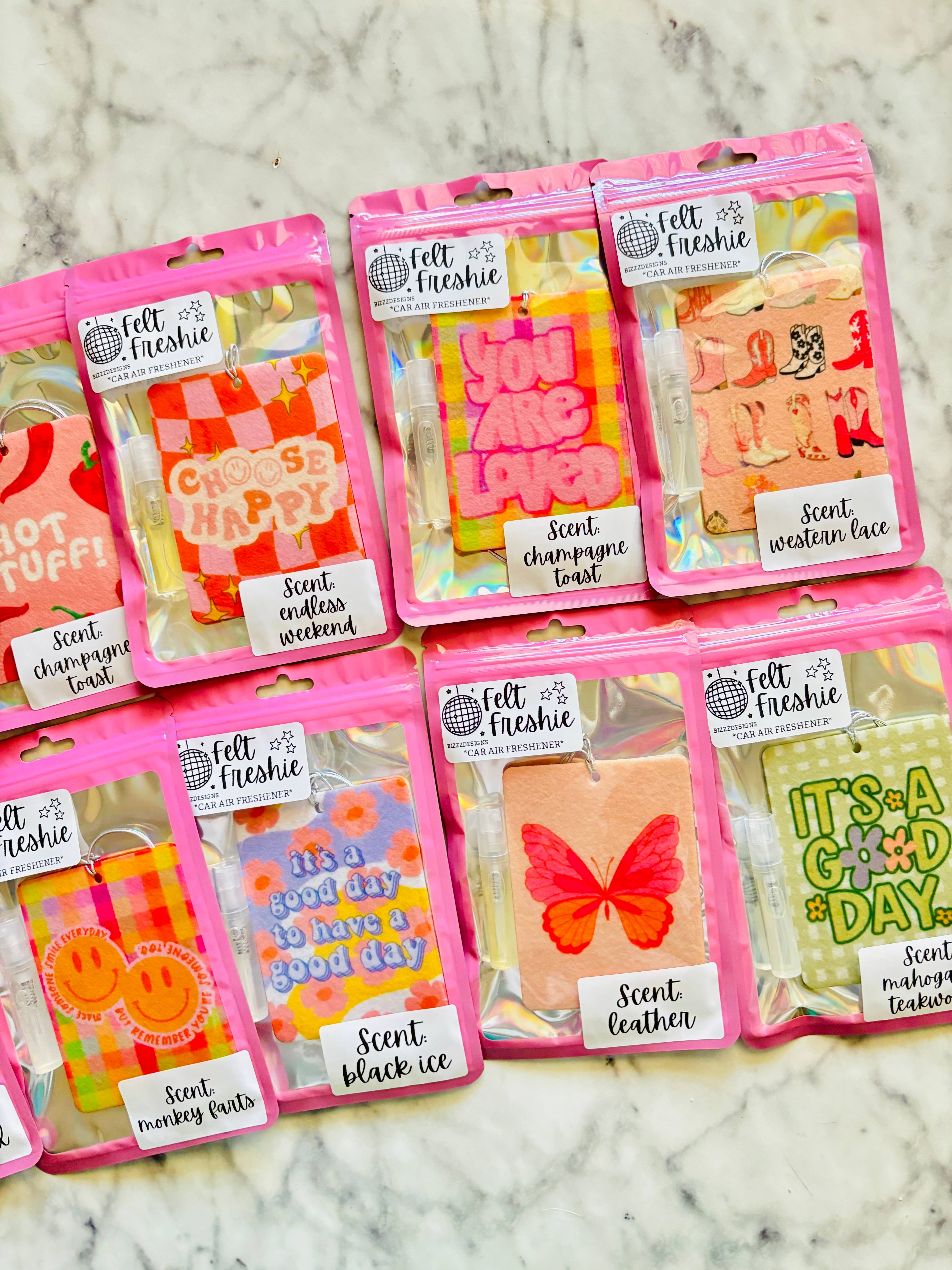 Bizzz Designs - Wholesale Car Freshener - Women's - Pink Bow Coquette Themed Felt Freshies (10-Pack) – Luxe Car2