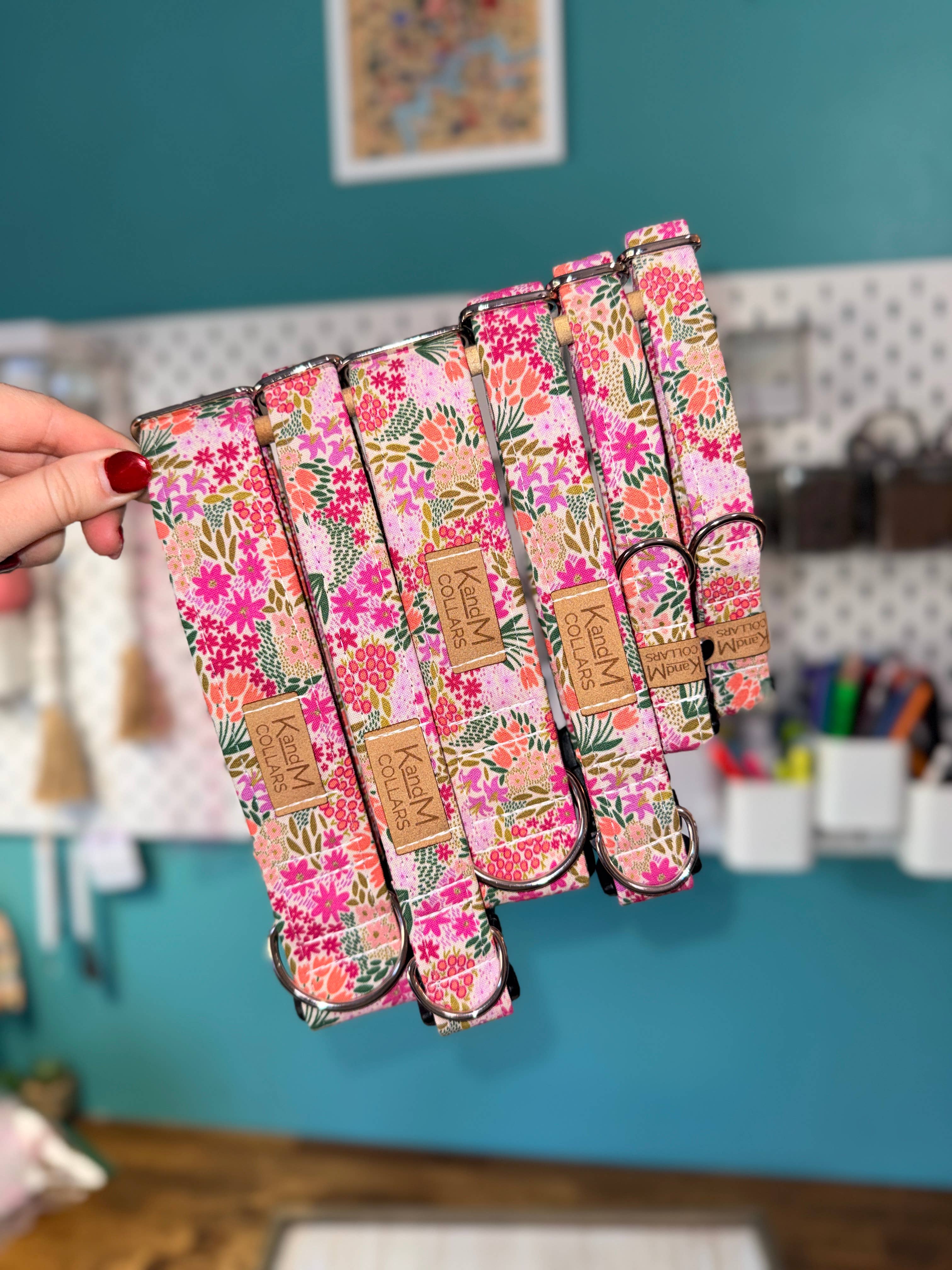 K and M Collars - Wholesale Pet Collar - Dog - Magical Meadow Pink Flowers Dog Collar, Pet Accessory1