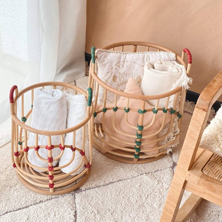 MOMIJI - Wholesale Basket - Kids & Baby - Handcrafted- Iris Storage Baskets (Set of 2) - Rattan Wicker3
