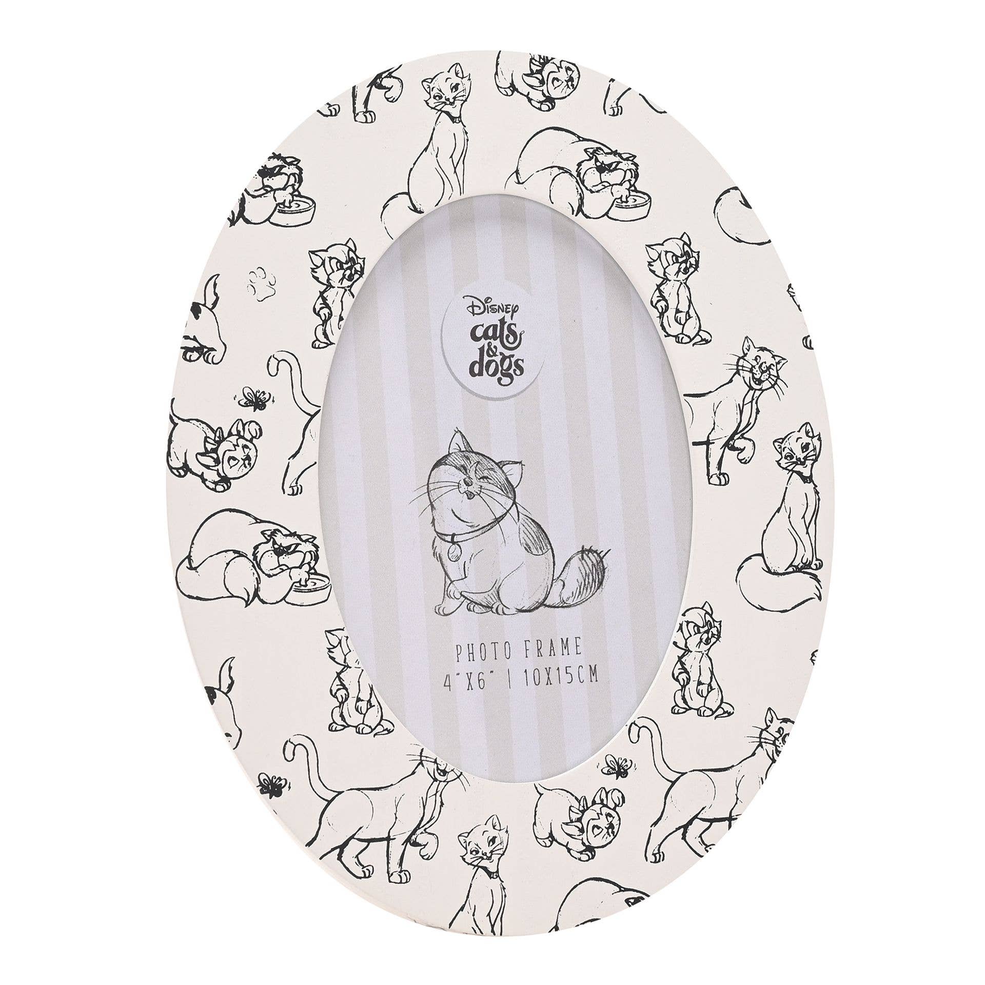 WIDDOP and Co. - Vendita all'ingrosso Cornice portafoto - Cornice Ovale per Foto 10 x 15 cm con Stampa di Gatti e Cani Disney1