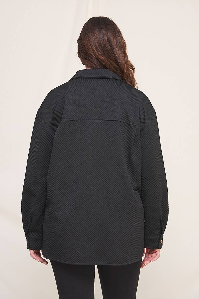 Allie Rose - Wholesale Button Down Shirt - Women's - Plus Size Jacquard Knit Shirt2