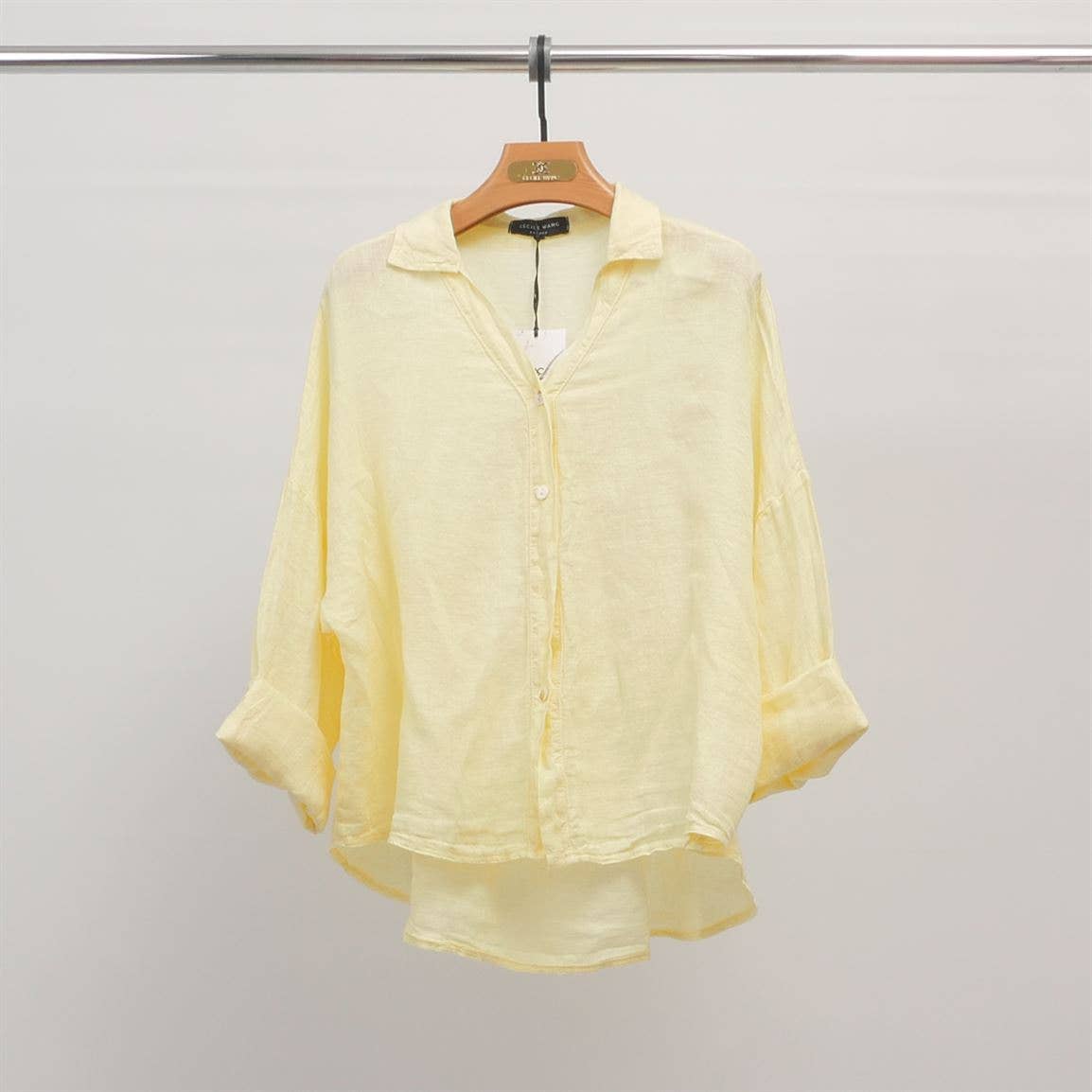 Cecile Wang - Wholesale Button Down Shirt - Women's - Open collar linen shirt YX893037