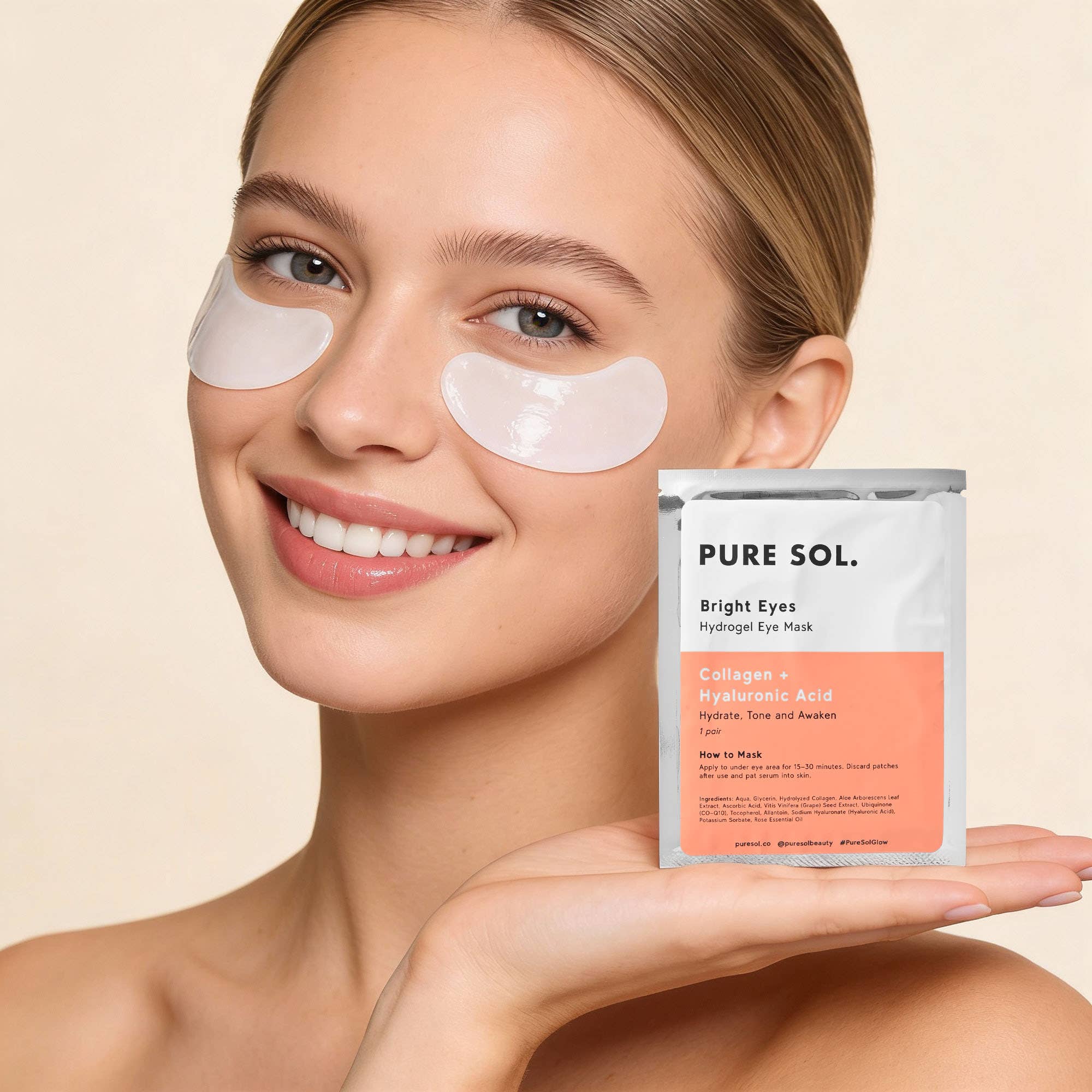 PURE SOL. - Wholesale Eye Treatment Mask - Bright Eyes Collagen Eye Mask - Single Sachet12