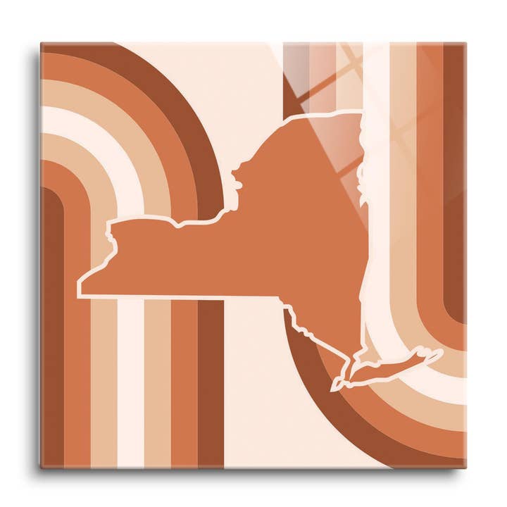 Modern Minimalistic New York Retro T|12x12 Glass Plaque for wholesale by Love Local