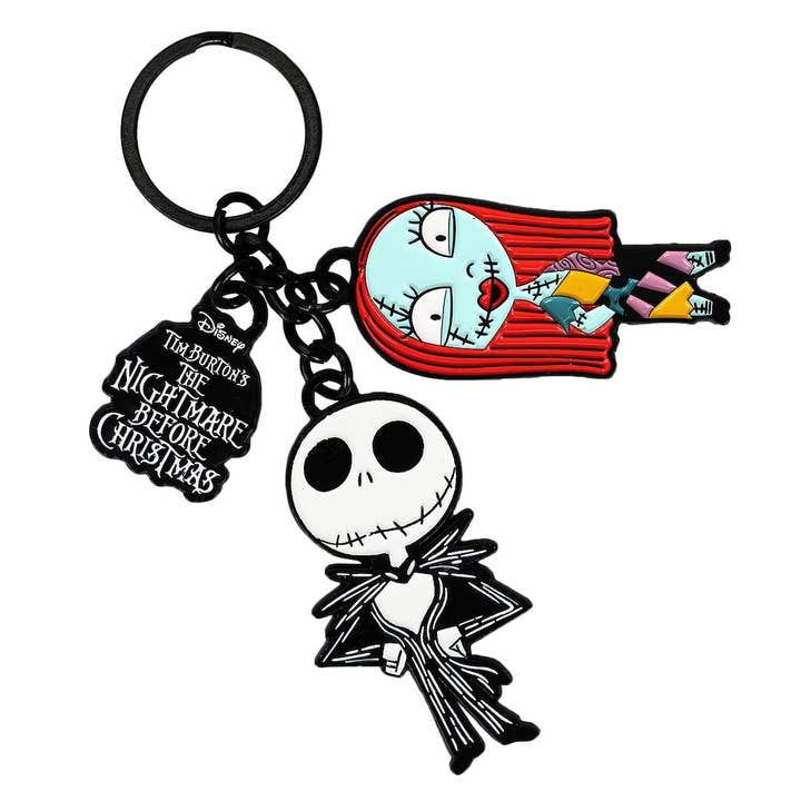 Nightmare Before Christmas Jack & Sally Multi Charm Keychain for wholesale by Bioworld Merchandising