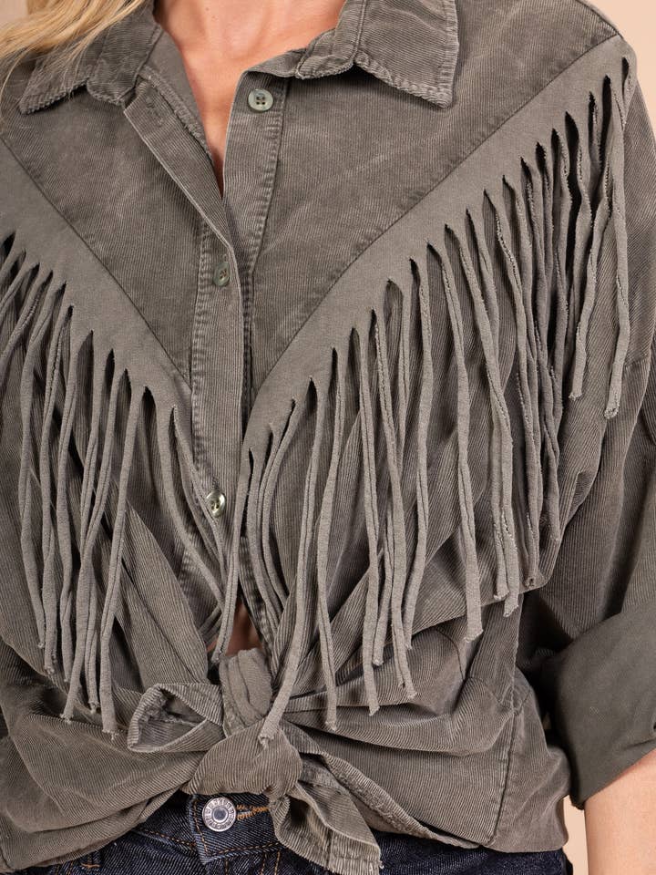 Pépouz' Paris - Wholesale Button Down Shirt - Women's - Western-style fringed shirt PC254915