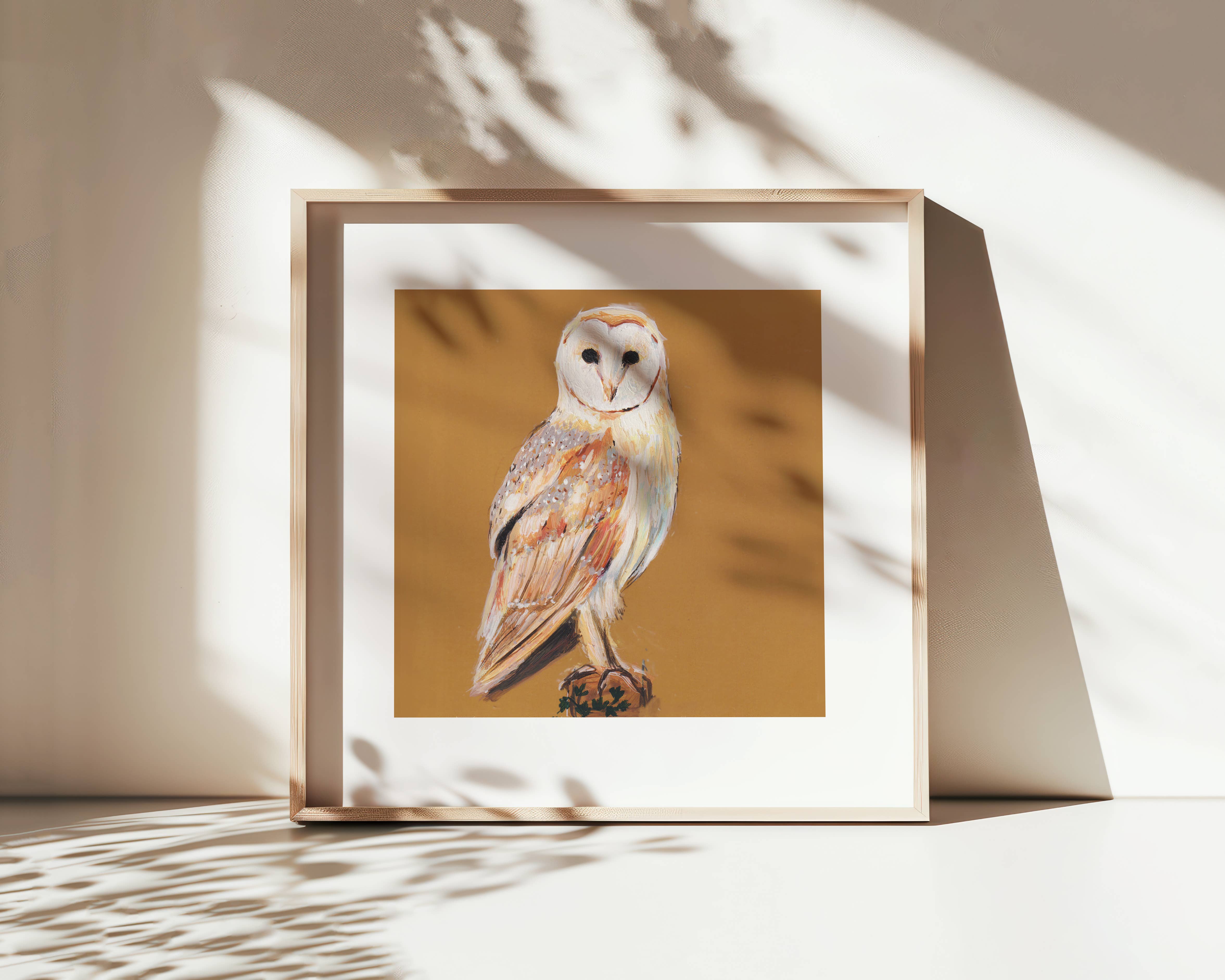 Emily Laura Designs – wholesale Art print – Cottagecore Barn Owl on Fence Post Mounted Art Print4