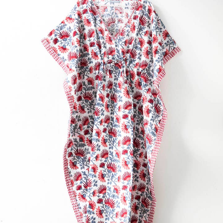 Caftano da donna in cotone assorbente con stampa floreale vittoriana per la vendita all'ingrosso da parte di Nest Factory