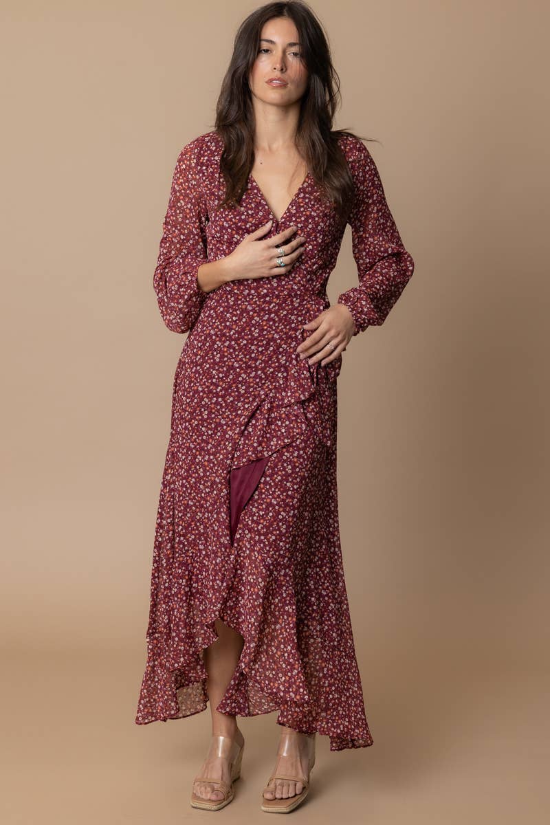 En Crème - Wholesale Dress - Women's - Floral Print Wrap Maxi Dress7