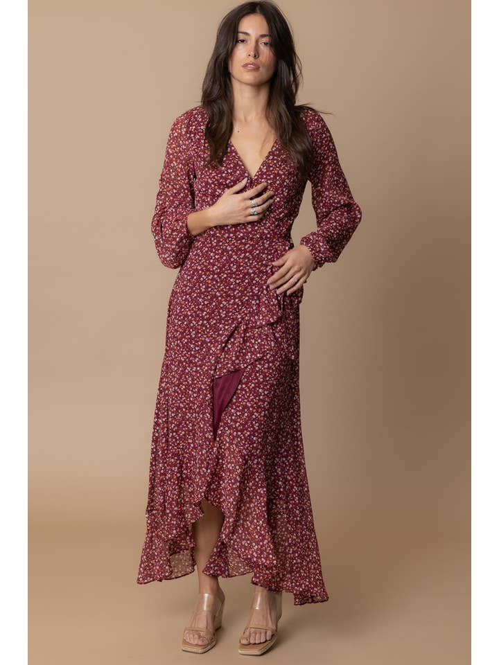 En Crème - Wholesale Dress - Women's - Floral Print Wrap Maxi Dress7