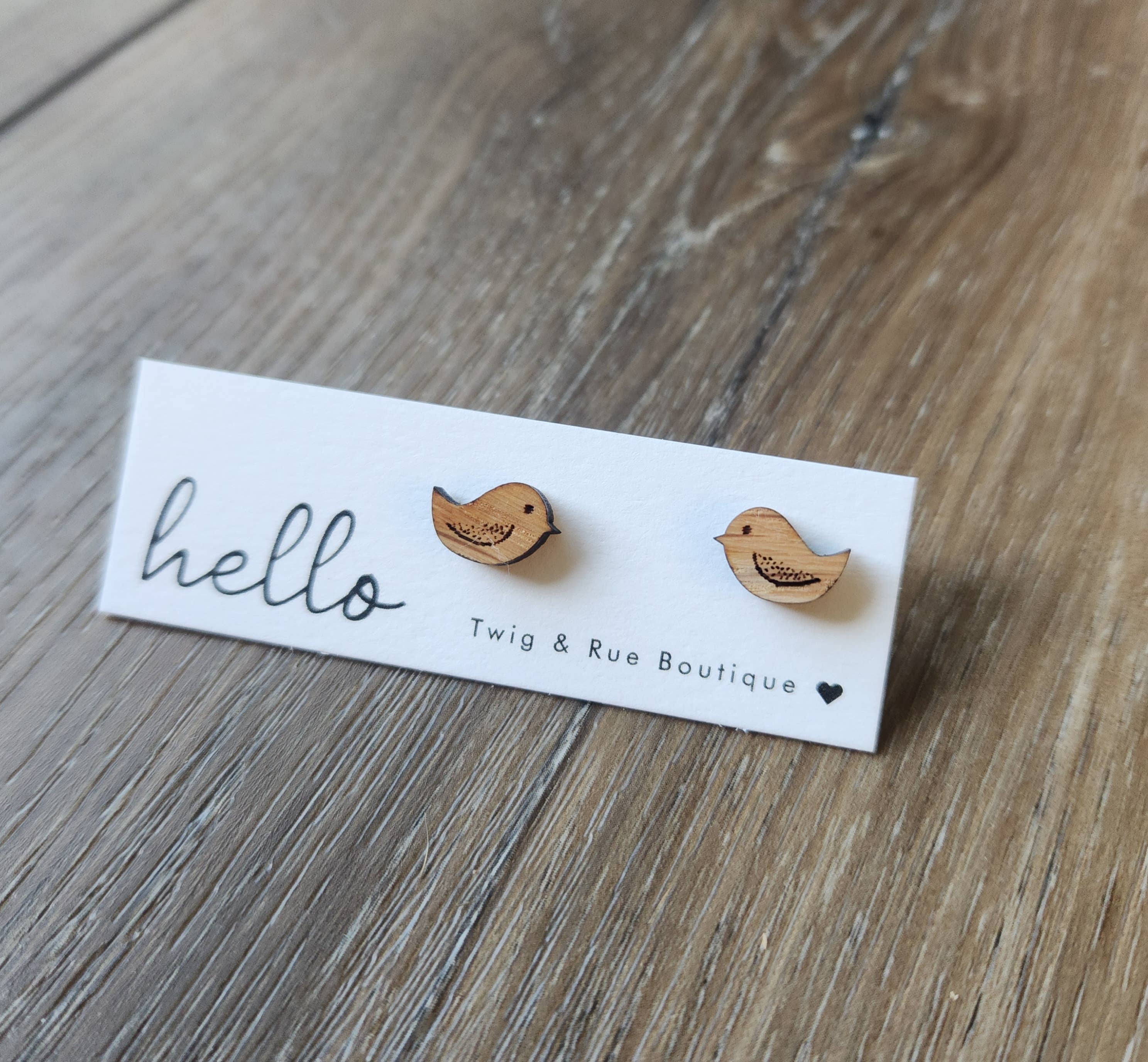 Twig & Rue boutique - Venta al por mayor Pendientes de botón/aretes de poste - Pendientes de madera animal6