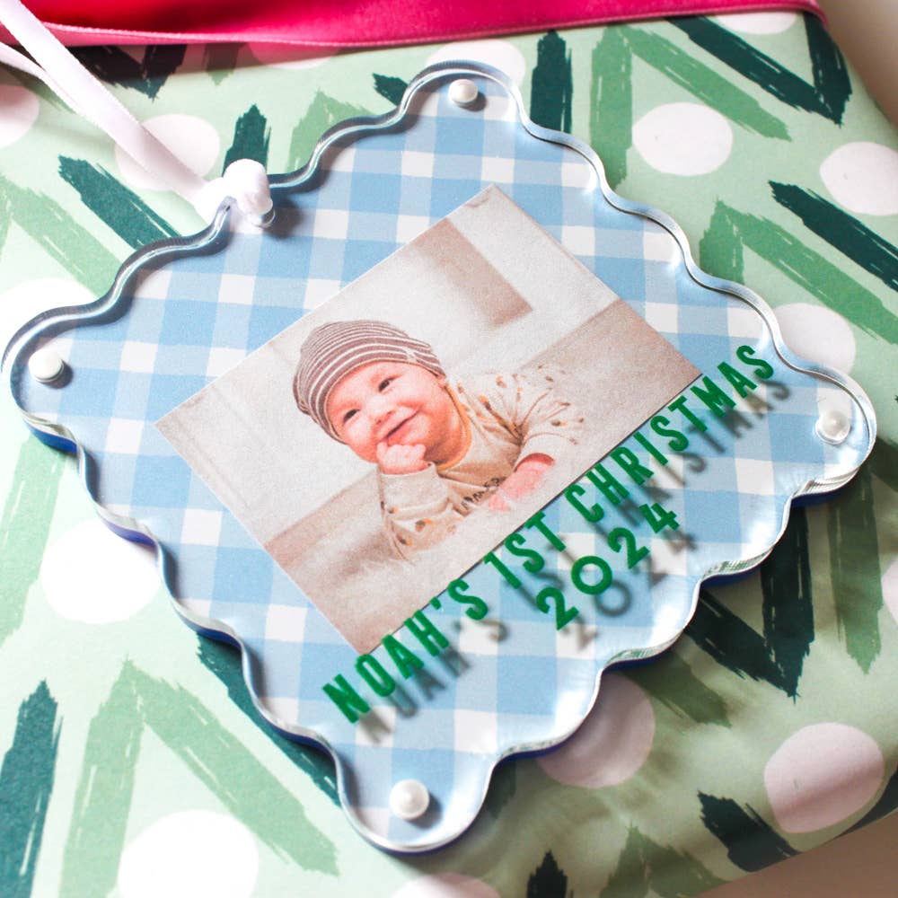 Clairebella Personalized Gifts & Pillows - Wholesale Ornament - Gingham Frame | Custom Photo Frame | Ornament Picture Frame10