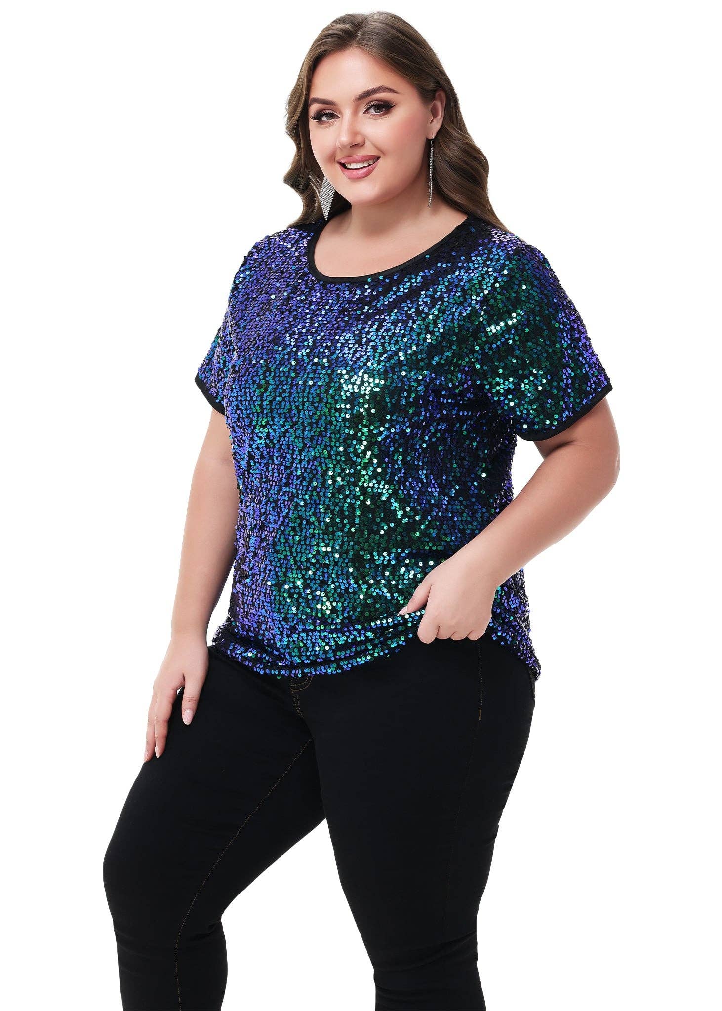 Anna Kaci Wholesale - Wholesale Blouse - Women's - Sequin Tops Plus Size Sparkle Glitter Party Blouse26