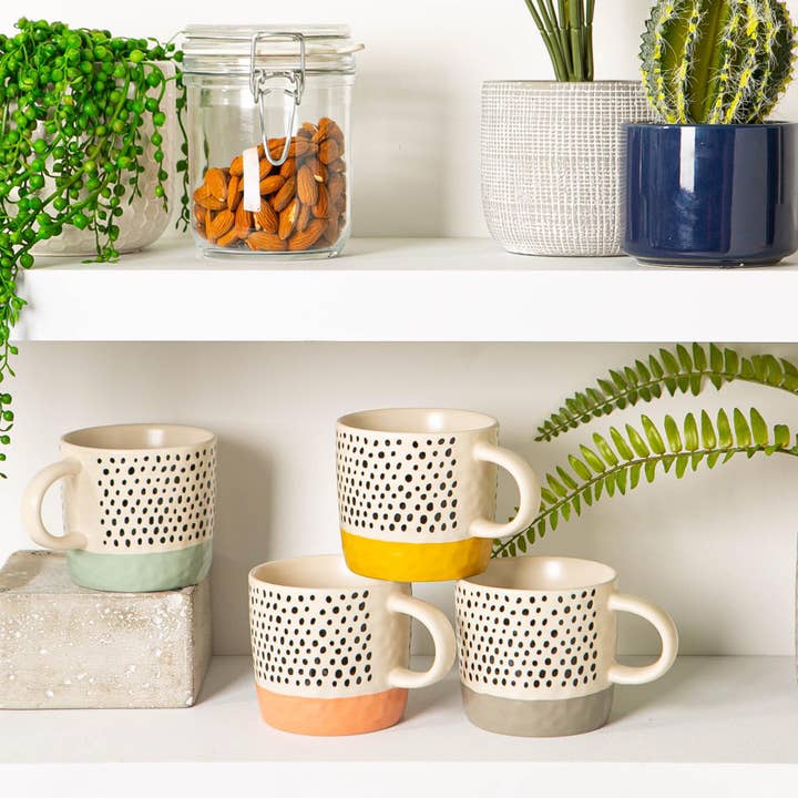 Rinkit Ltd – wholesale Coffee mug – Nicola Spring Ceramic Dipped Dots Coffee Mug - 385ml - Blue2