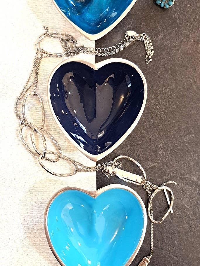 Cute Baby Blue Heart Trinket Earring Jewellery Dish Handmade for wholesale by Oh So Pretty & Green