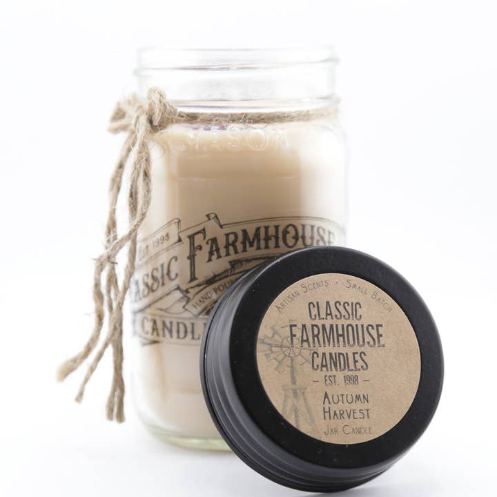 Classic Farmhouse Candles - Wholesale Jar/Filled Candle - Autumn Harvest 14 oz Mason Jar Candle0