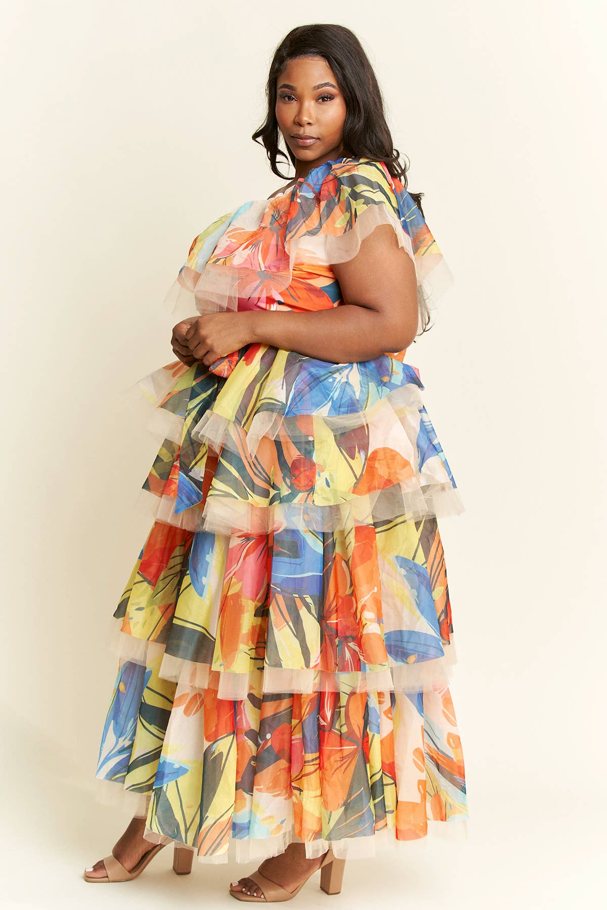 Namatt Design - Wholesale Top & Skirt Set - Women's - Plus One-Shoulder Ruffle Top & Maxi Ruffle Skirt Set22