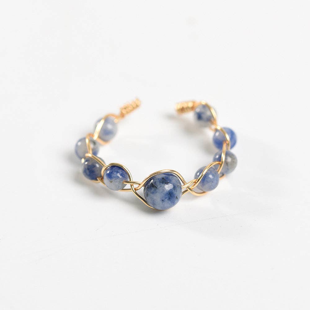 Mio Queena - Wholesale Cocktail/Statement Ring - Copper Wire Hand-woven Natural Stone Adjustable Ring7