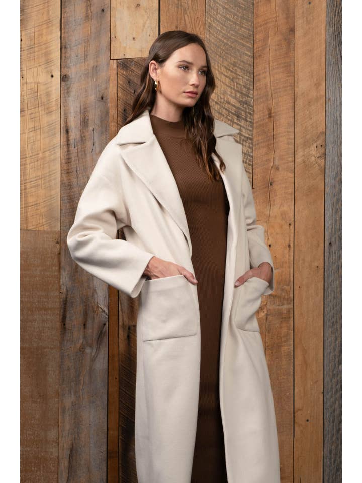 The Workshop Studio - Wholesale Coat - Women's - LONGLINE SOLID BUTTON CLOSURE COAT