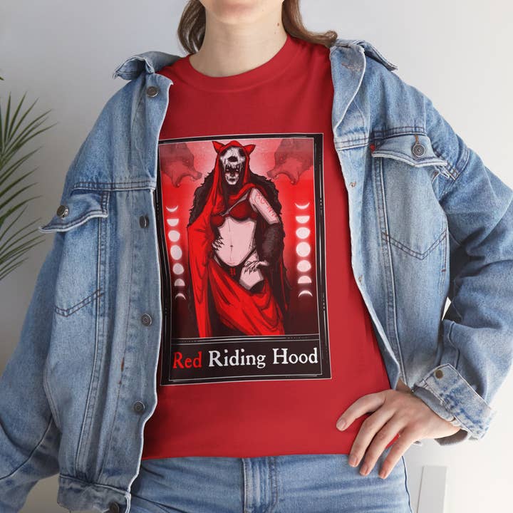 LVB Art - Wholesale T-Shirt (Graphic) - Unisex - Red Riding Hood Tarot (Front & Back Print) Unisex Heavy Cotton Tee25