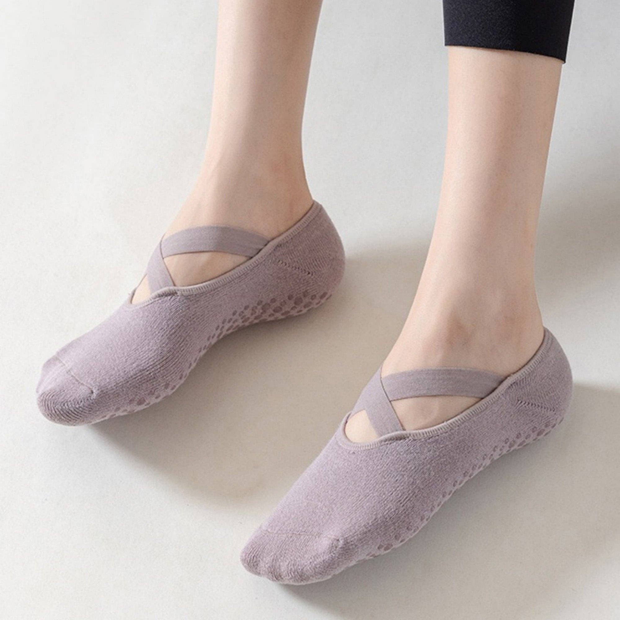 AK Brand - Wholesale Socks - Women's - 3-Pack Ballet Style Grip Socks with Crisscross Elastic and N5