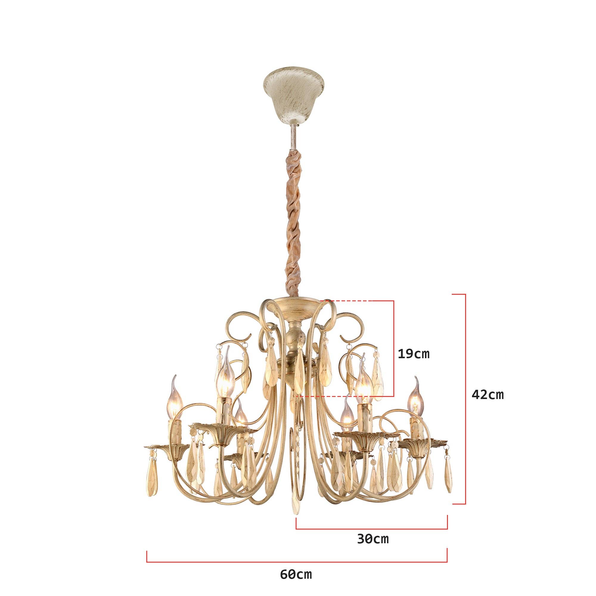 Ledsone - Wholesale Kroonluchter/hangend licht - Traditionele Geborsteld Goud 6 Armen Kristallen Kroonluchter Plafondlamp Kaarslamp ~ 46177