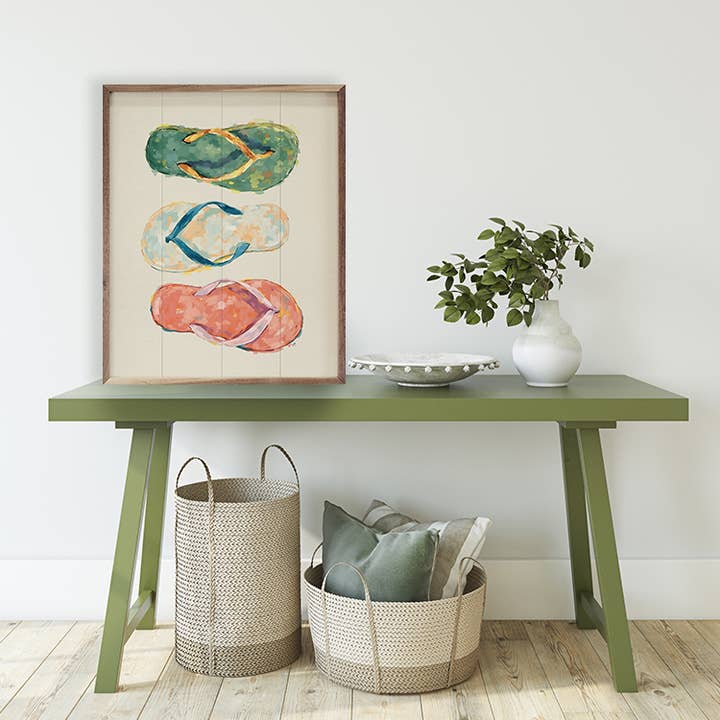 Kendrick Home - Wholesale Wood Wall Art - Flip Flops Colorful