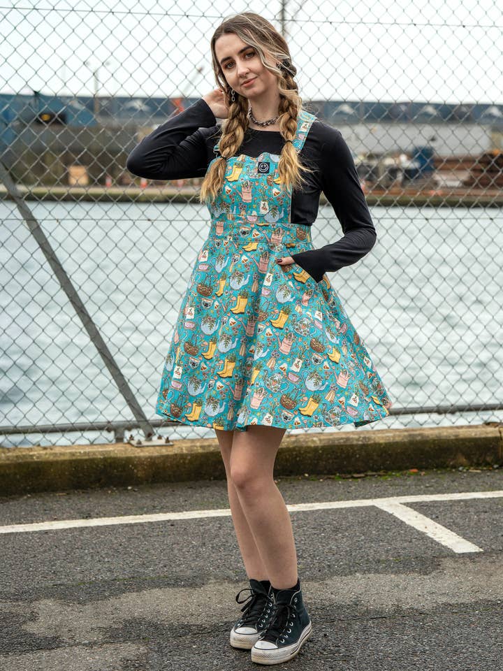 Bloom & Brew Flared Pinafore Dress for wholesale by Rebel Romance