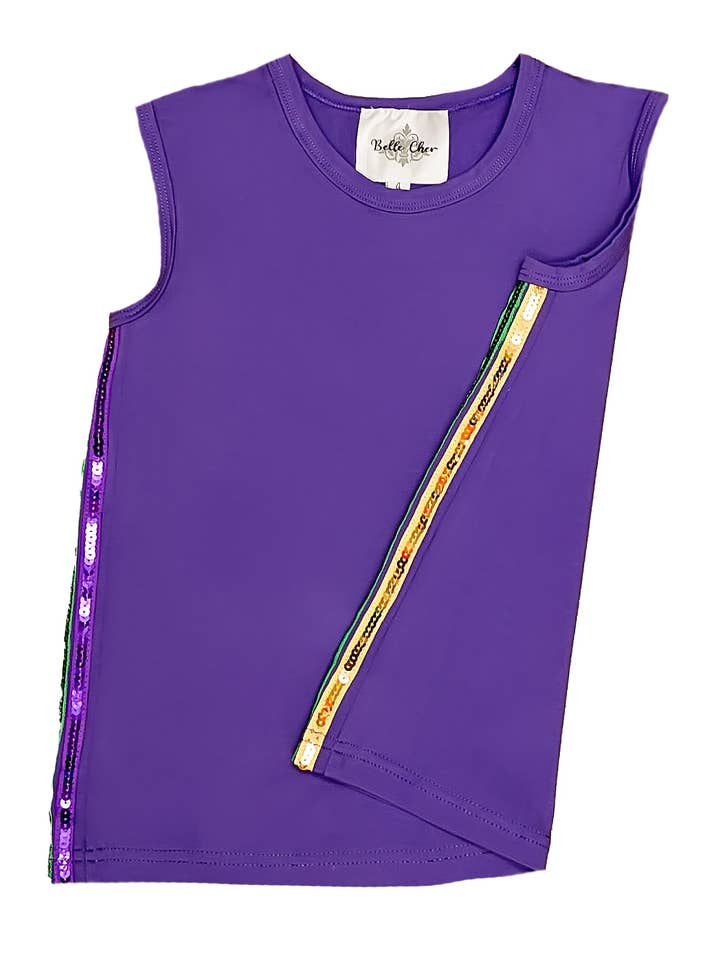 Purple Sequin Striped Tank Top for wholesale by Belle Cher