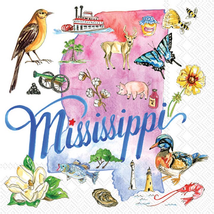 Boston International - Wholesale Disposable Napkin - Paper Cocktail Napkins 20 ct MS Mississippi State Collection