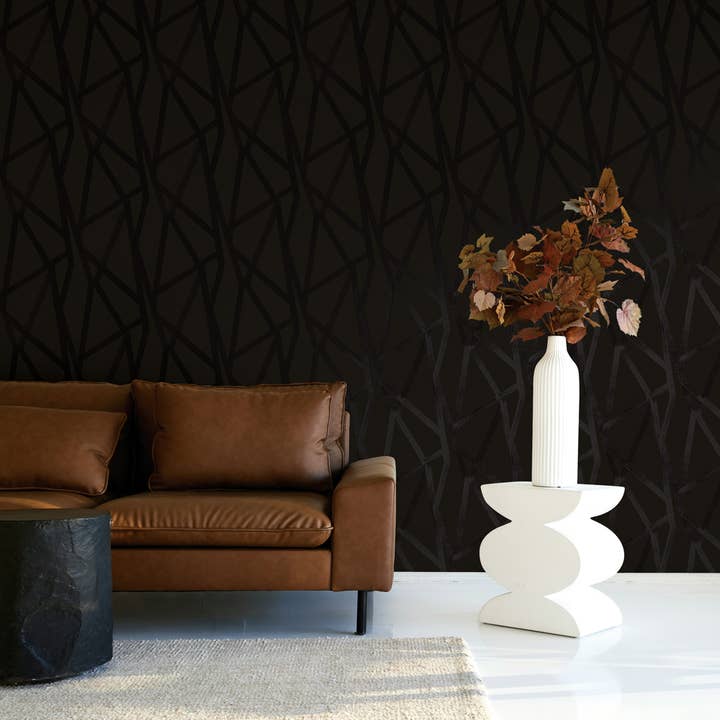 Intersections Black Peel and Stick Wallpaper, 28 sq. ft. for wholesale on Faire4
