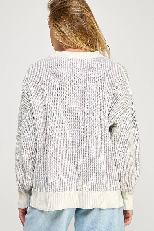 Miss Love - Wholesale Knit Sweater - Women's - Super Soft Strip Sweater4