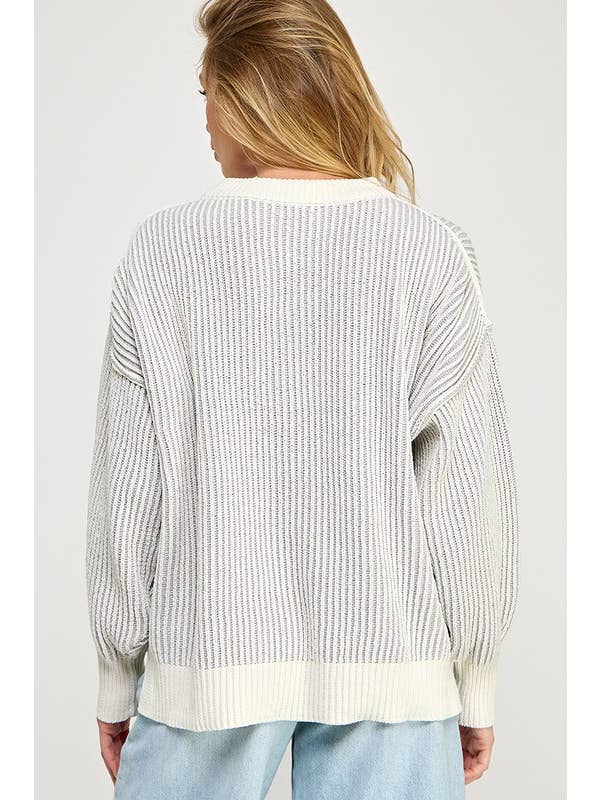Miss Love - Wholesale Knit Sweater - Women's - Super Soft Strip Sweater4