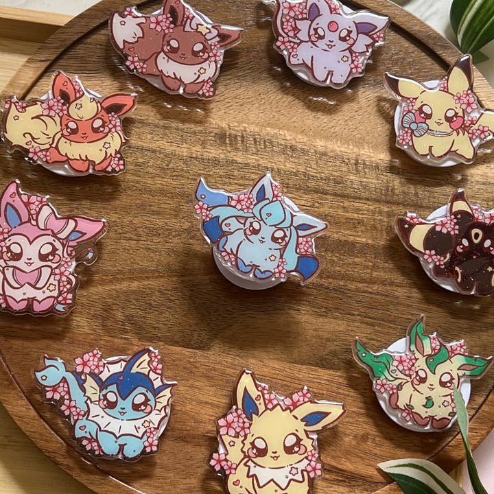 Peony Lee Art - Wholesale Phone Grip - Cherry Blossom Elemental Evolutions Glitter Epoxy Acrylic Phone Grips7