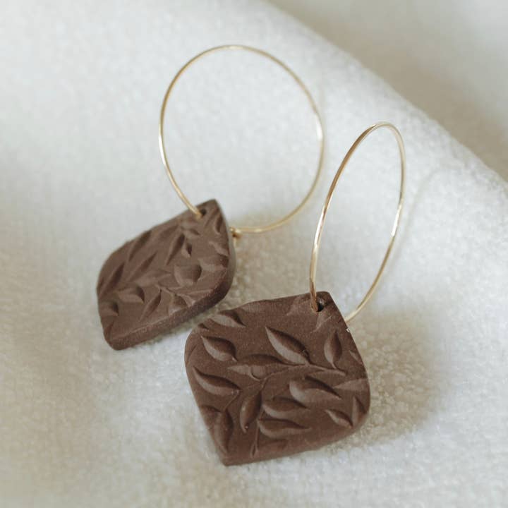 LUNA HOOP - Coffee (with Garden Texture) for wholesale by The Less Collective