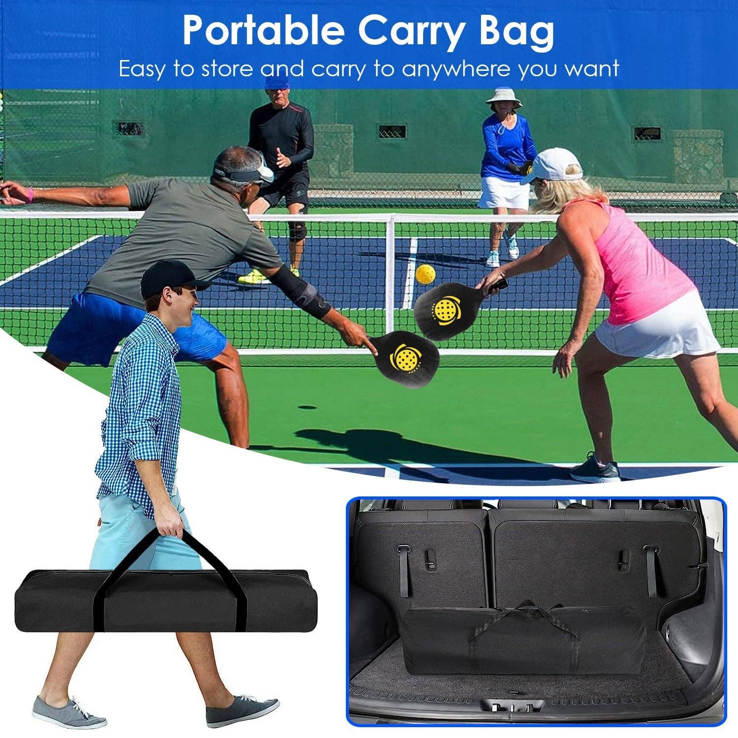 Hard Rock Health Stores - Wholesale Sporting Accessories - Portable Pickleball Net Set 22ft Regulation Size6