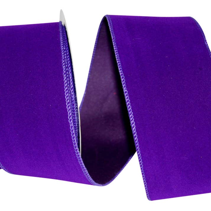 Velvet Color Wired Edge, Purple, 2-1/2 In, 10 Yards for wholesale by RELIANT RIBBON