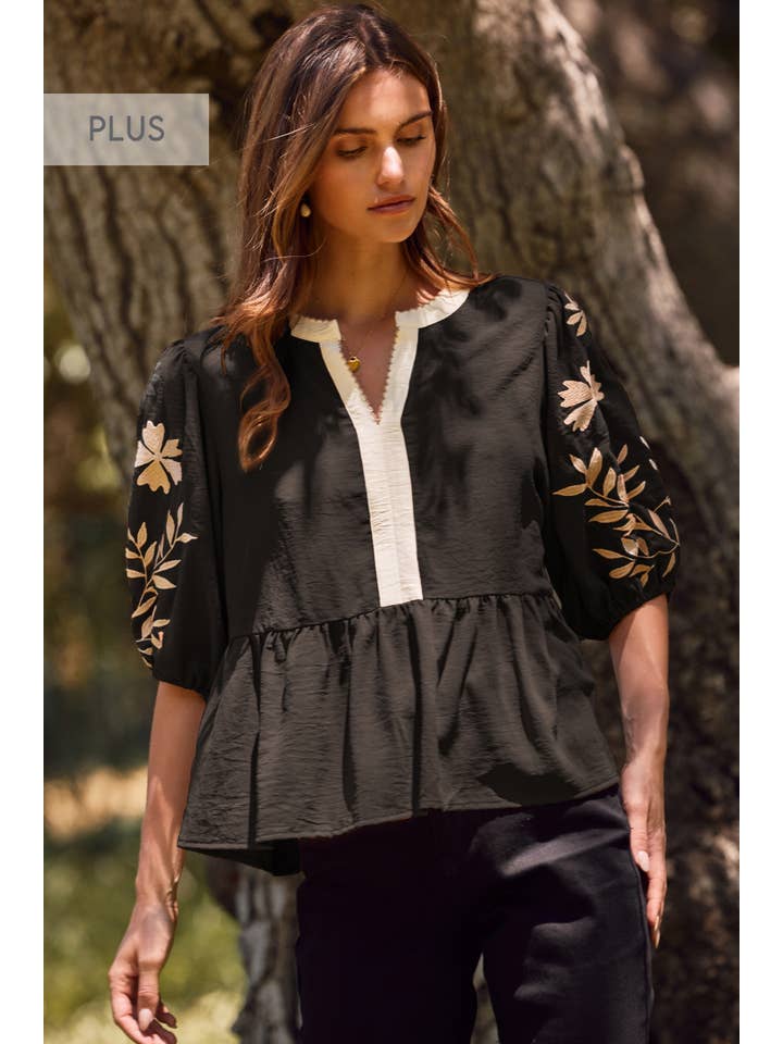 Oddi - Wholesale Blouse - Women's - Plus Solid Airflow Peplum Blouse