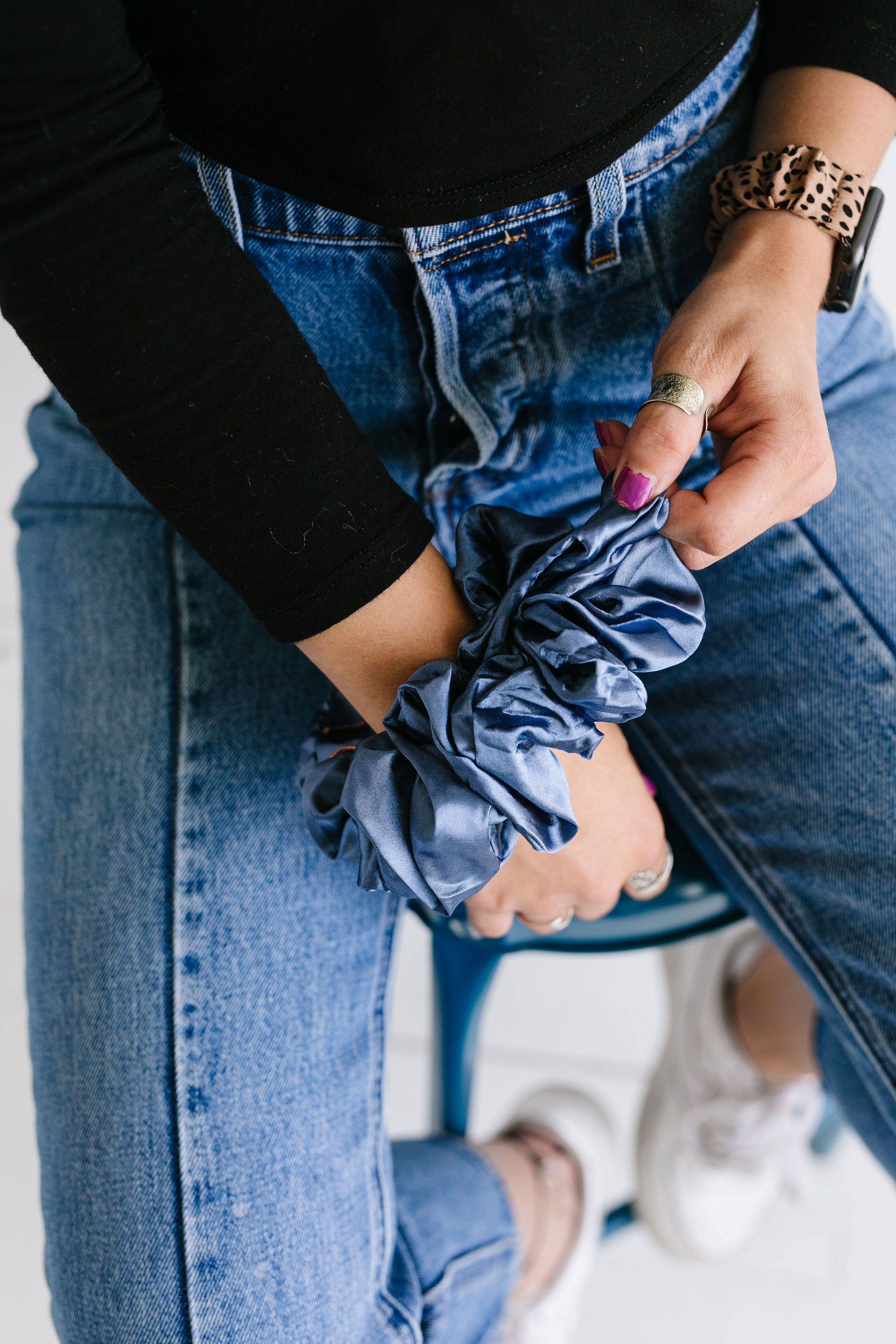 Shop Andi – wholesale Scrunchie - Women’s – Midnight Moon Satin Jumbo Scrunchie4
