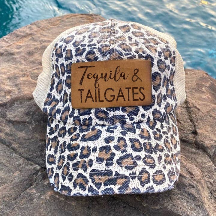 Tequila and Tailgates Leather Patch Hat for wholesale by The Hometown Company