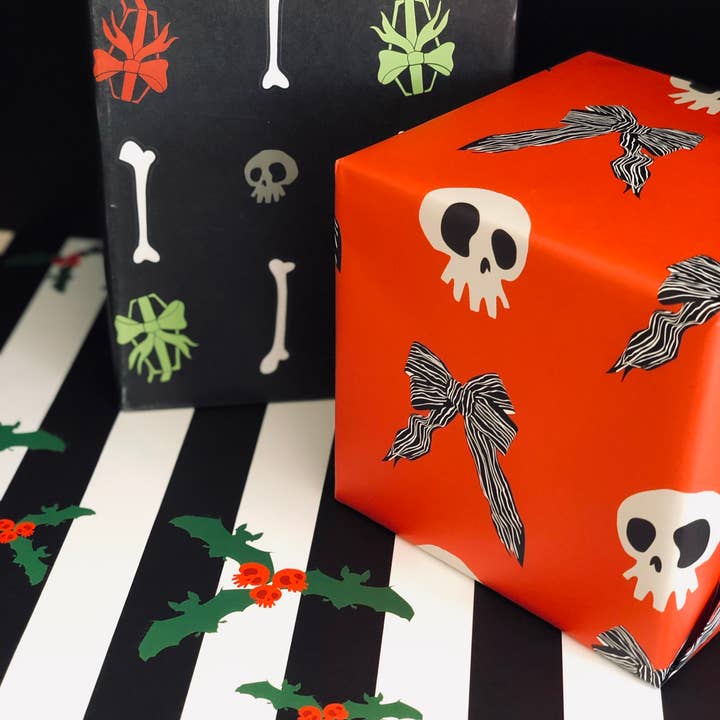 Skelly Paper Co. - Wholesale Flat Wrap - Skull & Bows Wrapping Paper2