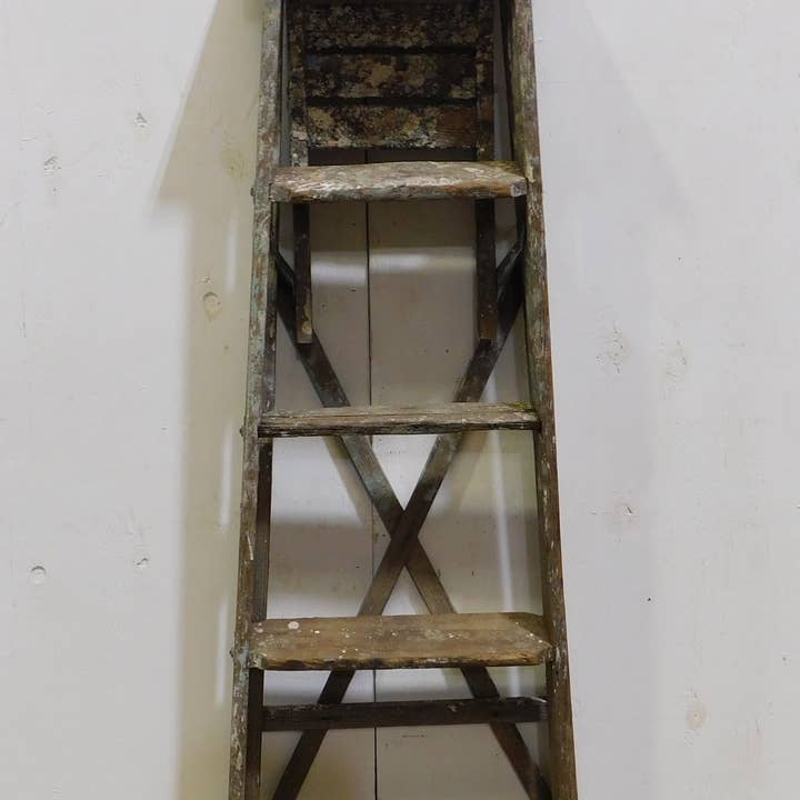 My Amigos Imports - Wholesale Free Standing Shelf - Vintage Wooden Ladder-#13-Great Display-19x36Dx57H inches12