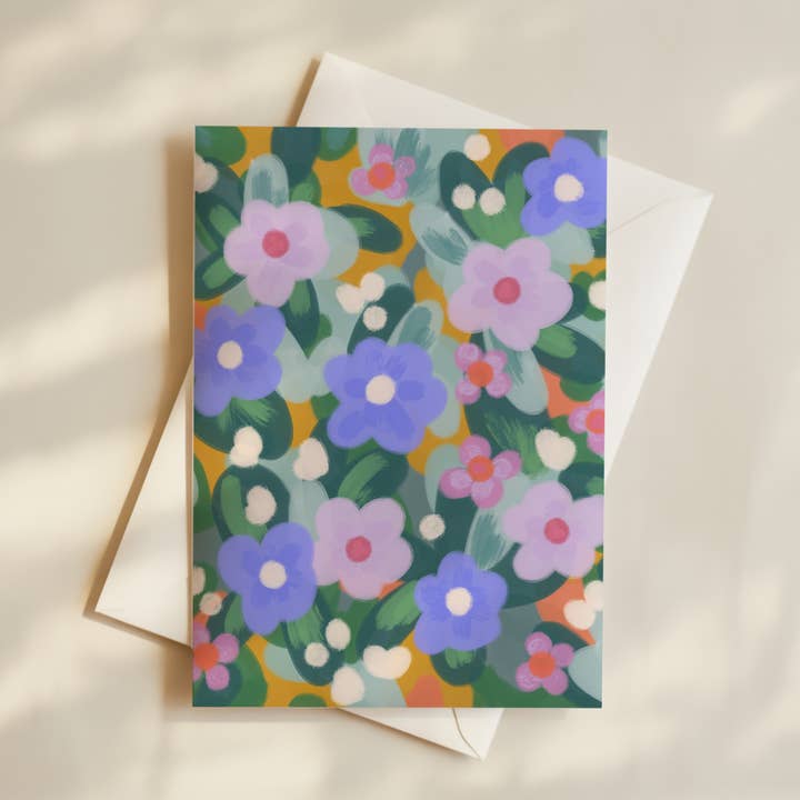 Carte de vœux quotidienne florale pastel pour la vente par Paper Pattern Silk