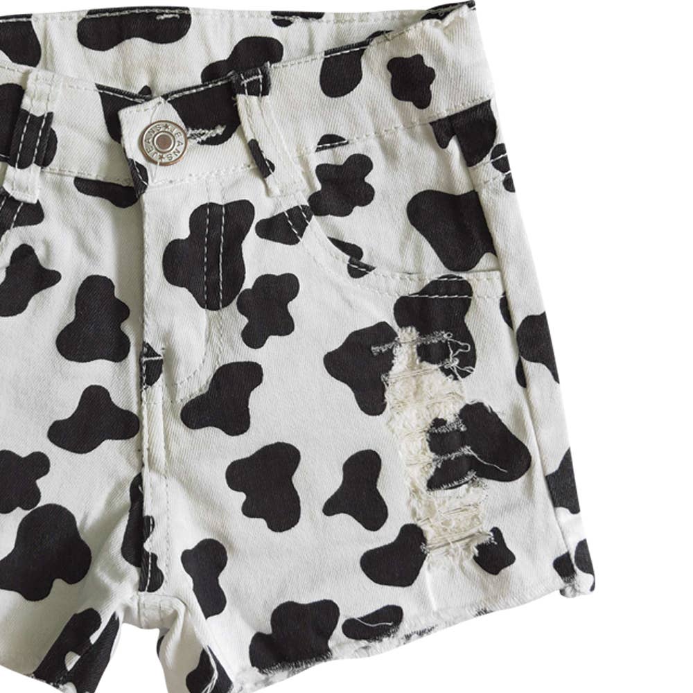 Aier Wholesale - Wholesale Shorts - Kids - Baby Girls cow print summer denim shorts9