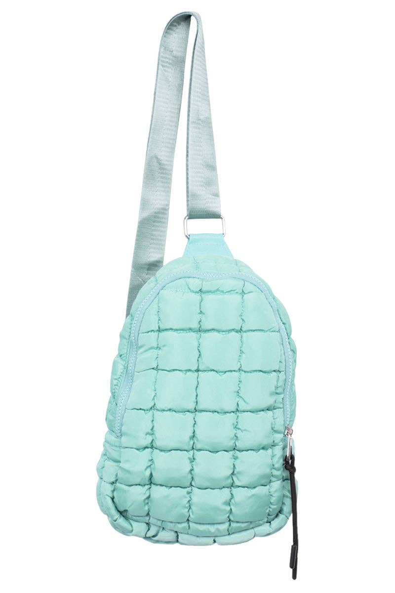 Mint Quilted Sling Crossbody Bag for wholesale on Faire2