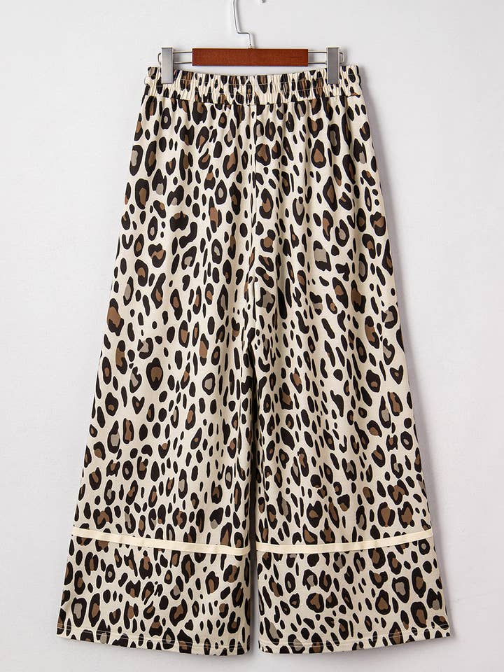 Khaki Leopard Wide Leg Cropped Pants for wholesale on Faire3