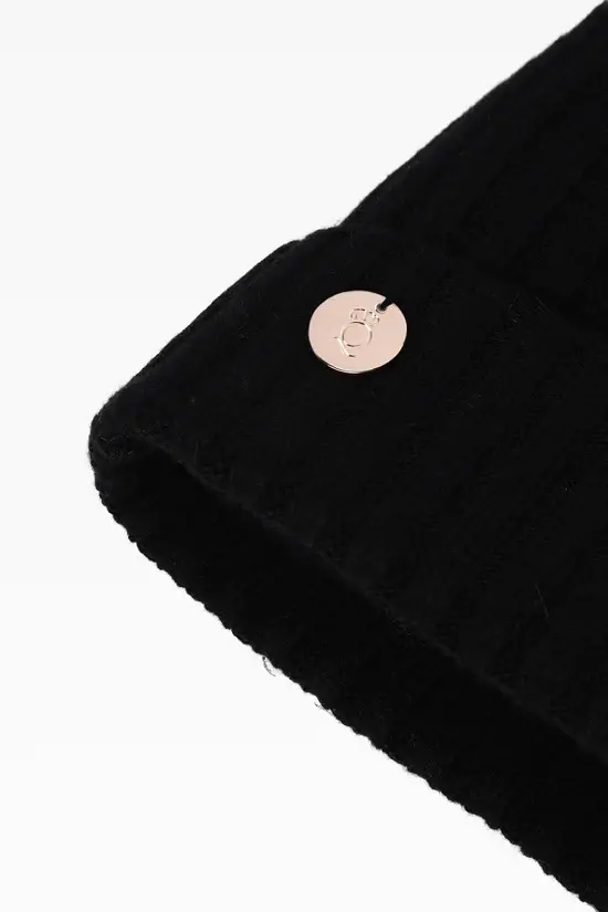 Knitwear Queen - Vente Bonnet – femme - Bonnet à pompon côtelé Ava - Fausse fourrure8