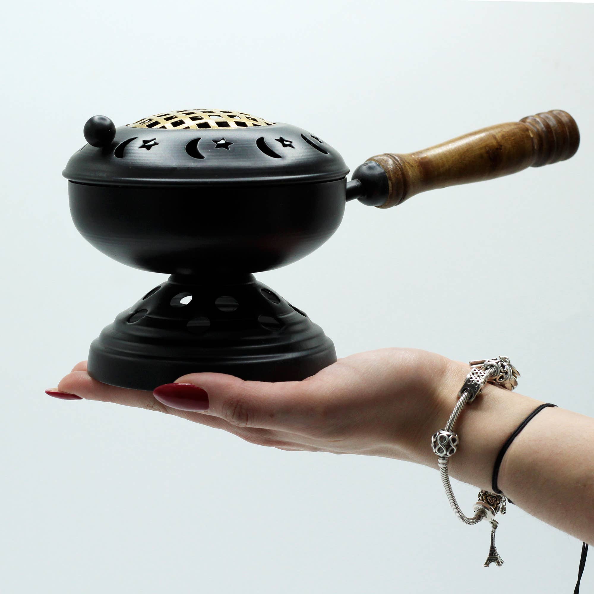 Ancient Wisdom - Wholesale Incense Holder - Large Iron Censer on Stand Incense Burner2