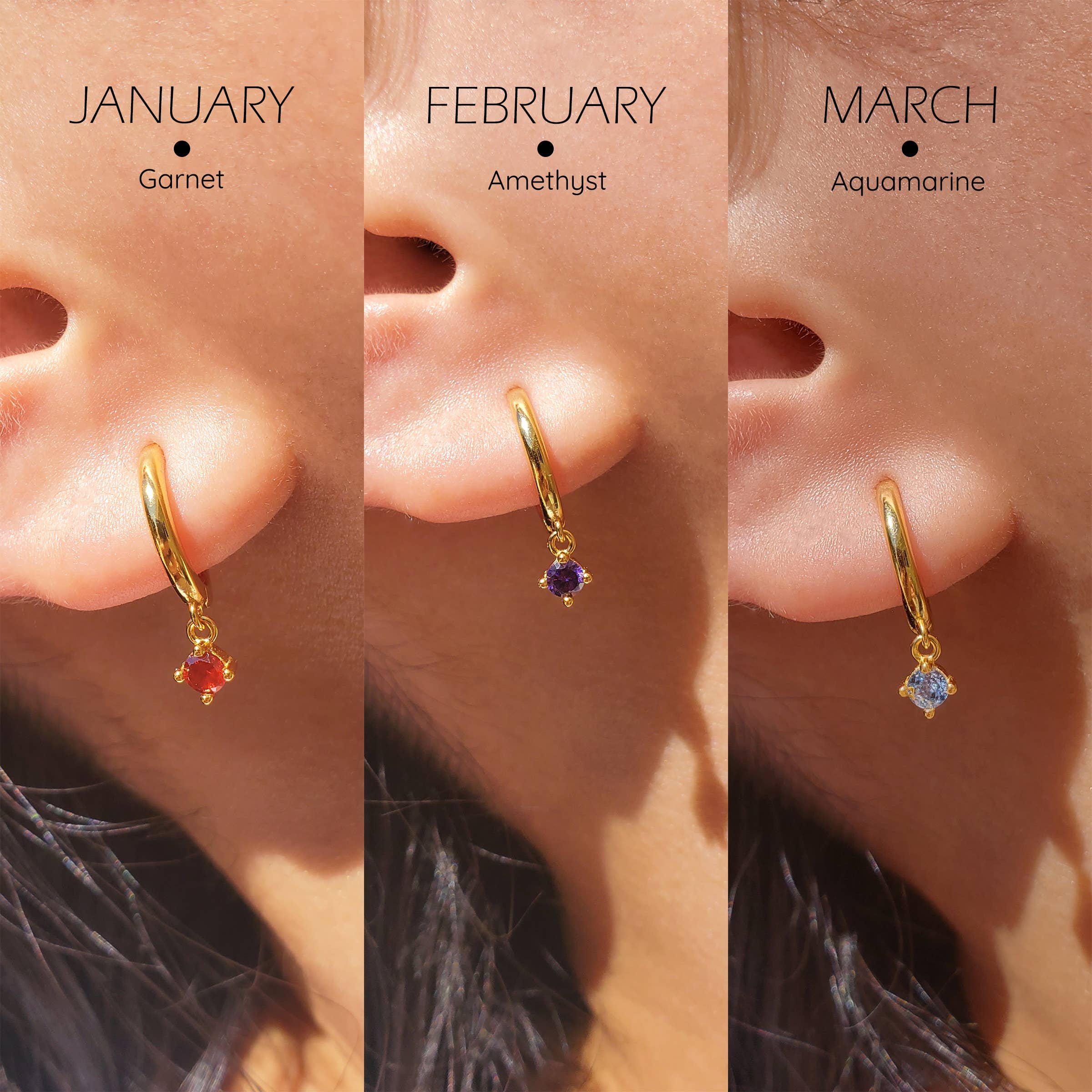 HolyBang Jewels - Wholesale Dangle Earrings - ROUND CUT BIRTHSTONE DANGLE HOOP EARRINGS - E-H60351