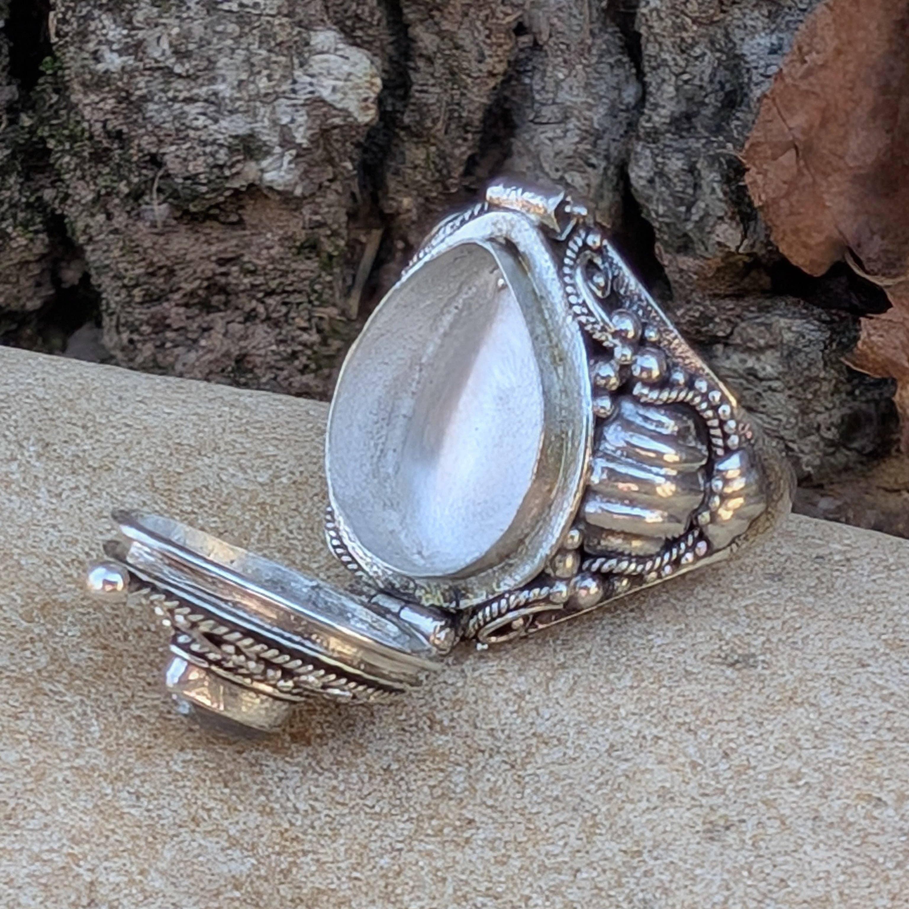 Silver Insanity - Wholesale Cocktail/Statement Ring - Large Poison Ring in Sterling Silver with Teardrop Gemstone3